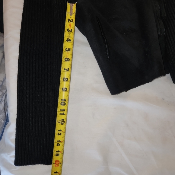 Kendall & Kylie Chic Black Jacket with Zipper. Faux Suede Body, Knit Arms - Picture 10 of 11